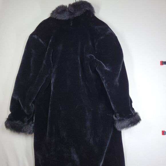 Vintage Dona Lucci Faux Fur Coat Womens 12 Black USA 70s Mob Wife Winter Fall - Picture 12 of 14